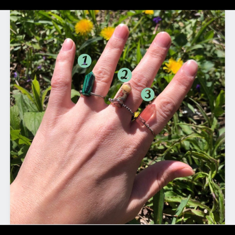Wire Multi Colored Wrapped Crystal Rings Size 7US - Picture 2 of 13